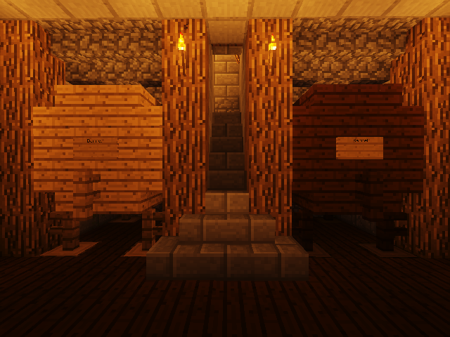 Two large Minecraft barrels