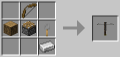 A crafting grid showing the recipe for Hand Crossbow