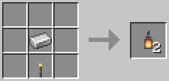 A crafting grid showing the recipe for Cheaper Lanterns