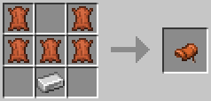 A crafting grid showing the recipe for Saddle