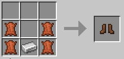 A crafting grid showing the recipe for Studded Boots