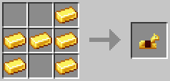 A crafting grid showing the recipe for Golden Horse Armor