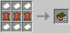 A crafting grid showing the recipe for Book