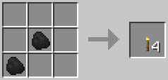 A crafting grid showing the recipe for Torch