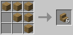 A crafting grid showing the recipe for Stairs